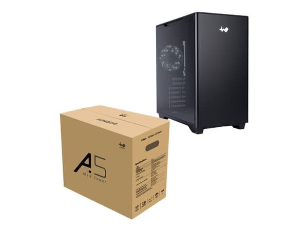 IN WIN A5 - Mid tower - utökad ATX - genomskinlig sidopanel (härdat glas) (ATX12V) - svart - USB/ljud
