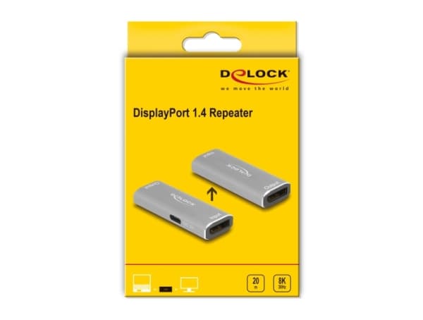 Delock - Forsterker - DisplayPort - 20-pins DisplayPort / 20-pins DisplayPort - opp til 20 m