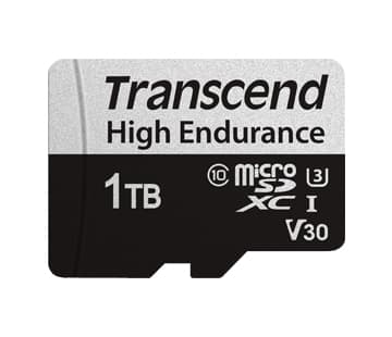 Transcend High Endurance USD350V - Flashminnekort (SD-adapter inkludert) - 1 TB - Video Class V30 / UHS-I U3 / Class10 - microSDXC UHS-I U3
