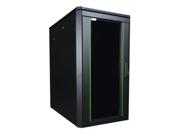 LOGON RDL20U88BL, Itseseisova teline, 20U, 600 kg, Näppäinlukko, Säädettävät jalat, Tehostunut kaapelinhallinta