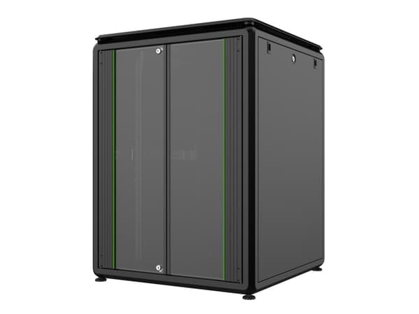 LOGON RDL20U88BL, Itseseisova teline, 20U, 600 kg, Näppäinlukko, Säädettävät jalat, Tehostunut kaapelinhallinta