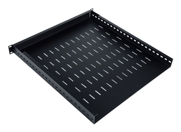 Digitus TN-19-5/9-1U-W-BK, hylly, musta, teräs, 100 kg, 1U, 48,3 cm (19")