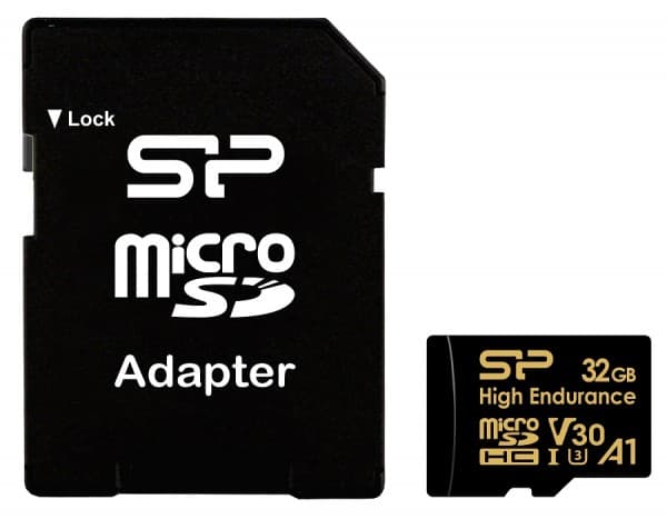 SILICON POWER Golden Series - High Endurance flashminnekort (microSDXC til SD-adapter inkludert) - 32 GB - A1 / Video Class V30 / UHS-I U3 / Class10
