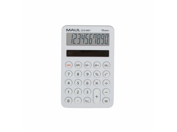 MAUL ECO MD 1, Ficka, Display, 10 siffror, Solar, Vit Vit