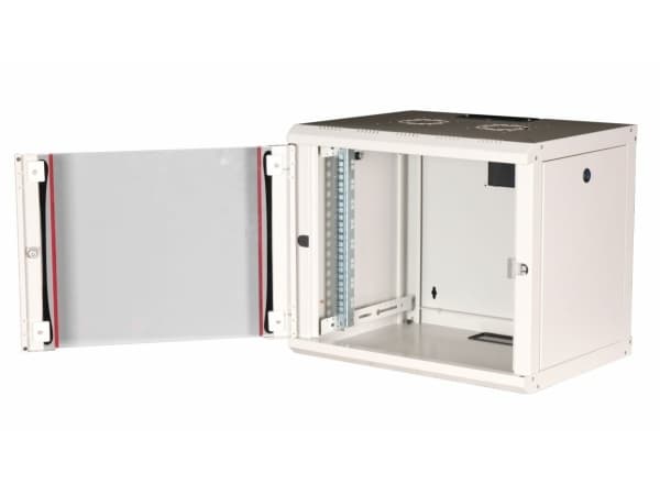 Equip EPM-09-6045-G-CBAA, Väggmonterad rack, 9U, Knapplås, Kuggskenor, 17,6 kg, Ljusgrå