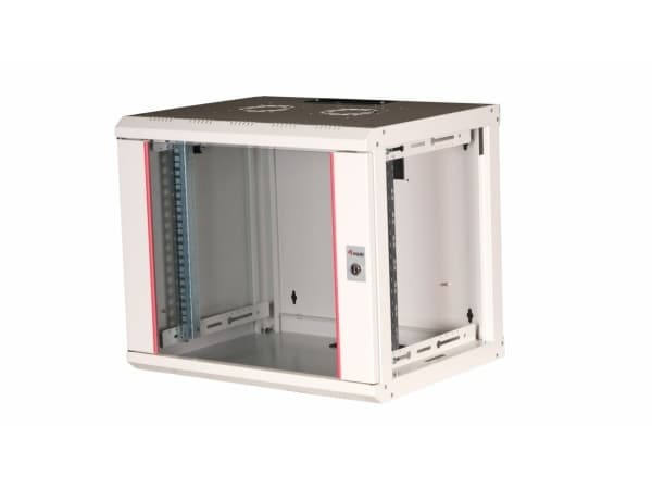 Equip EPM-09-6045-G-CBAA, Väggmonterad rack, 9U, Knapplås, Kuggskenor, 17,6 kg, Ljusgrå