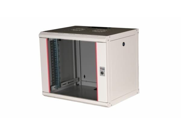 Equip EPM-09-6045-G-CBAA, Väggmonterad rack, 9U, Knapplås, Kuggskenor, 17,6 kg, Ljusgrå
