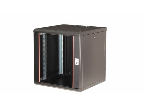 Equip EPM-12-6060-B-CBAA, Väggmonterad rack, 12U, Knapplås, Kuggskenor, 28 kg, Svart