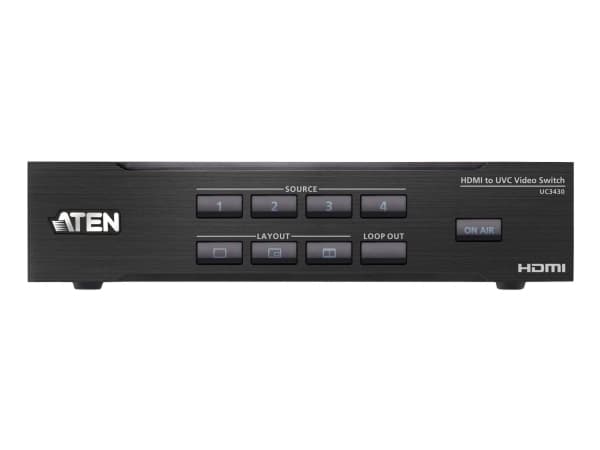 ATEN UC3430, Svart, HDMI, 3840 x 2160 pixlar, Metall, Taiwan, 3840 x 2160 1920 x 1080 1280 x 720