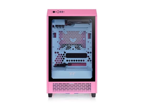 Thermaltake The Tower 200 - MT - mini ITX - genomskinlig sidopanel (härdat glas) - ingen strömförsörjning (PS/2) - bubbelrosa - USB/ljud