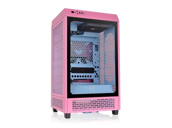Thermaltake The Tower 200 - MT - mini ITX - genomskinlig sidopanel (härdat glas) - ingen strömförsörjning (PS/2) - bubbelrosa - USB/ljud