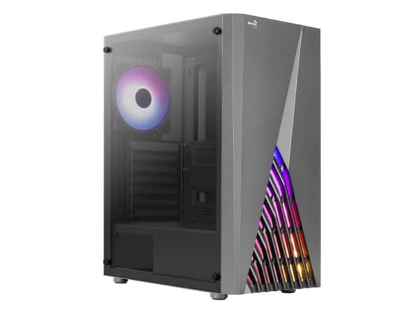 AeroCool Delta - Mid tower - ATX - genomskinlig sidopanel (härdat glas) - ingen strömförsörjning (ATX) - svart - USB/ljud