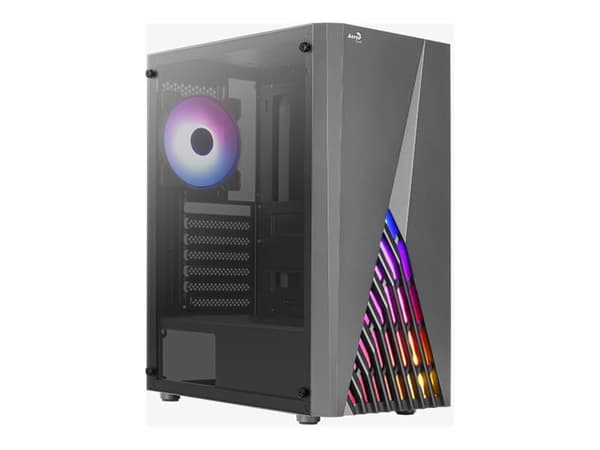 AeroCool Delta - Mid tower - ATX - sidepanel med vindu (herdet glass) - ingen strømforsyning (ATX) - svart - USB/lyd Sort