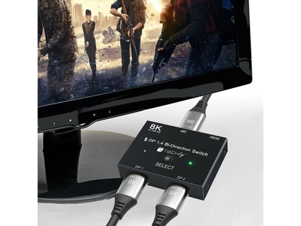 Techly IDATA-DP-2DP-8KT, DisplayPort, Svart, 32,4 Gbit/s, 8K Ultra HD, 5 V, 80 mm
