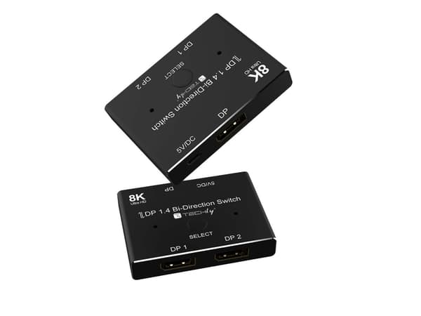 Techly IDATA-DP-2DP-8KT, DisplayPort, Svart, 32,4 Gbit/s, 8K Ultra HD, 5 V, 80 mm