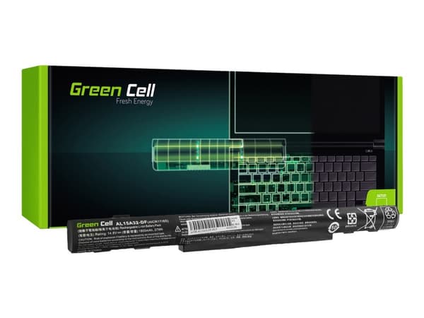 Green Cell - Batteri til bærbar PC (tilsvarer: Acer AL15A32) - litiumion - 4-cellers - 1800 mAh - svart - for Acer Aspire E 15; TravelMate P277