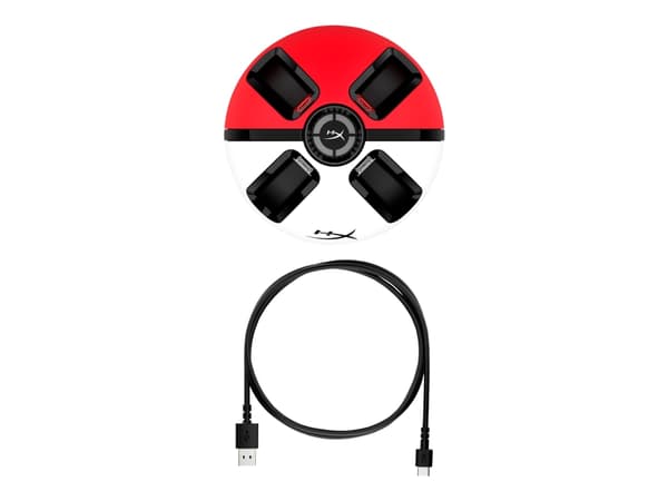 HyperX Gaming Chargeplay Quad 2 - Laddningsstation - 4 utdatakontakter (Joy-Con connector) - vit, röd - för Nintendo Switch OLED