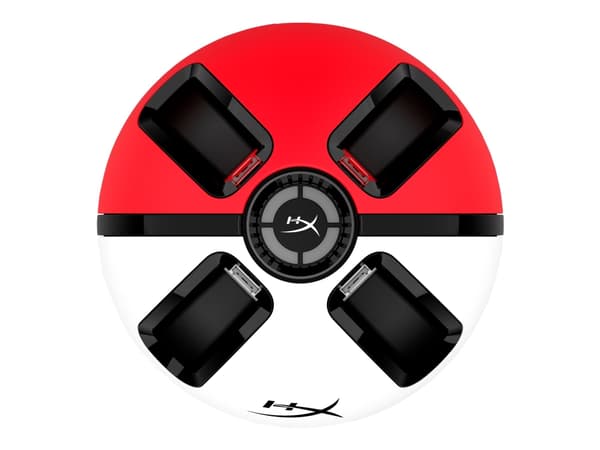 HyperX Gaming Chargeplay Quad 2 - Laddningsstation - 4 utdatakontakter (Joy-Con connector) - vit, röd - för Nintendo Switch OLED