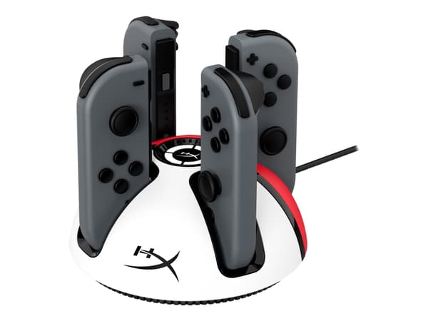 HyperX Gaming Chargeplay Quad 2 - Laddningsstation - 4 utdatakontakter (Joy-Con connector) - vit, röd - för Nintendo Switch OLED Röd, Vit