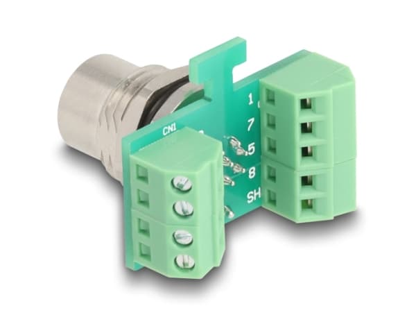 Delock - Nettverksadapter - 8-pins M12 (hunn) til 9-pins terminalblokk - A-kodet