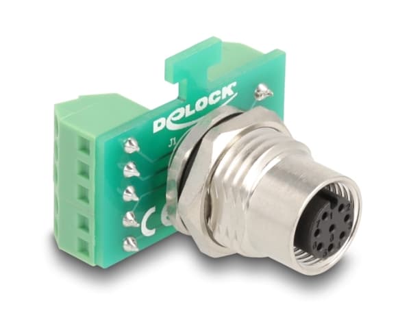 Delock - Nettverksadapter - 8-pins M12 (hunn) til 9-pins terminalblokk - A-kodet