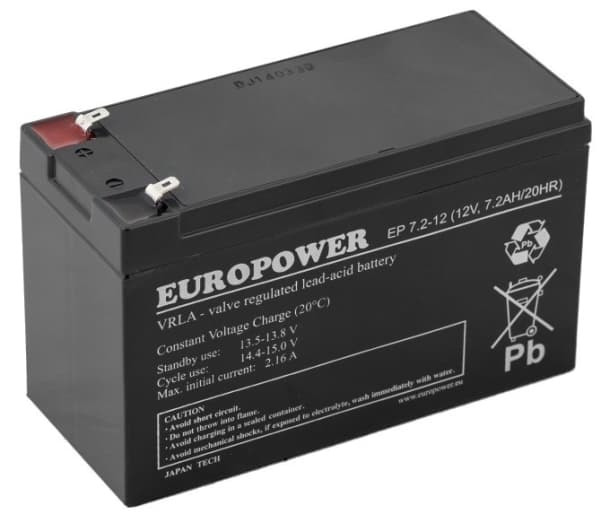 Europower Batteri 12V 7,2Ah AGM Europower EP7.2-12