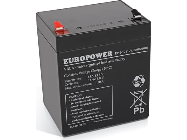 Europower akku 12V 5Ah AGM Europower EP5-12