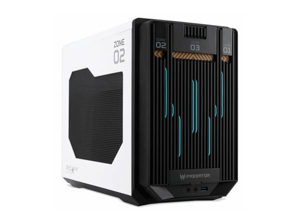 Acer Predator MI900 - Mini-ITX - genomskinlig sidopanel - ingen strömförsörjning - vit - USB/ljud