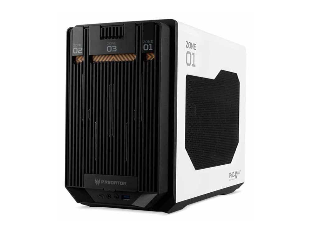 Acer Predator MI900 - Mini-ITX - genomskinlig sidopanel - ingen strömförsörjning - vit - USB/ljud