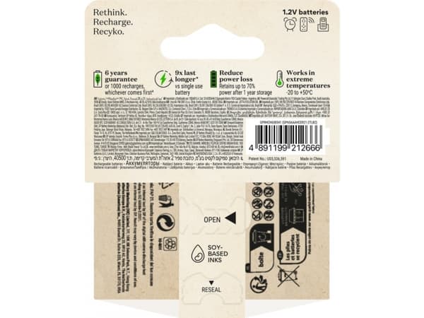 GP Batteries 201248, Oppladbart batteri, AAA, Nikkelmetallhydrid (NiMH), 1,2 V, 2 stykker, 650 mAh