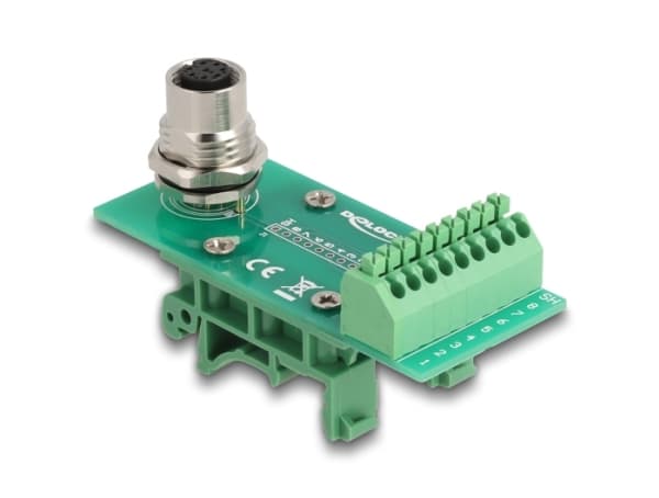 Delock - Strømkontakt - 8 pin M12-A (hunn) til 9-pins terminalblokk - 3.5 mm pitch, M16 external thread