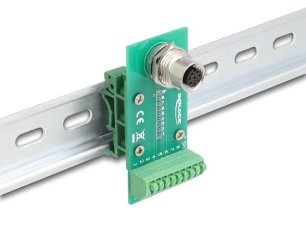 Delock - Strømkontakt - 8 pin M12-A (hunn) til 9-pins terminalblokk - 3.5 mm pitch, M16 external thread