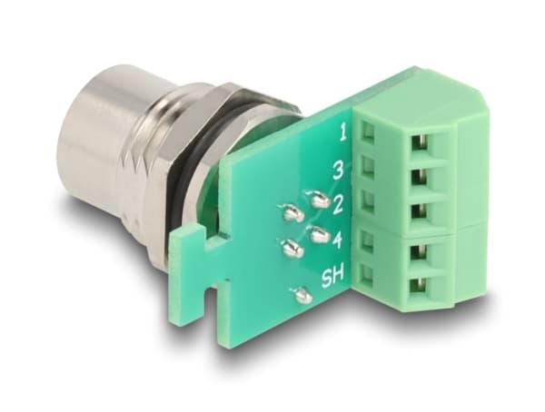 Delock - Nettverksadapter - 4-stifts M12-A (hunn) til 5-pins terminalblokk - A-kodet