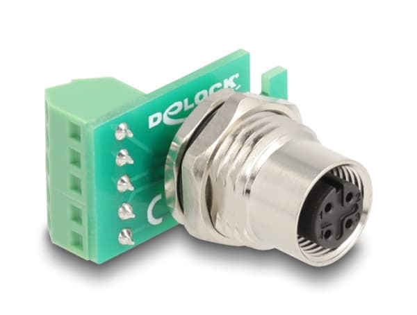 Delock - Nettverksadapter - 4-stifts M12-A (hunn) til 5-pins terminalblokk - A-kodet