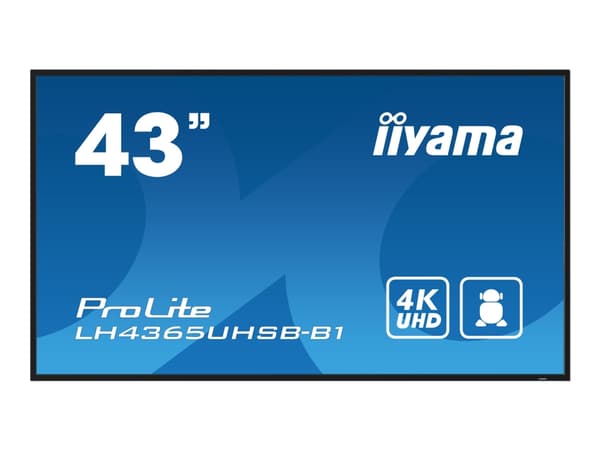 iiyama ProLite LH4365UHSB-B1 - 43" Diagonal klass (42.5" visbar) LED-bakgrundsbelyst LCD-skärm - digital skyltning - Android - 4K UHD (2160p) 3840 x Svart