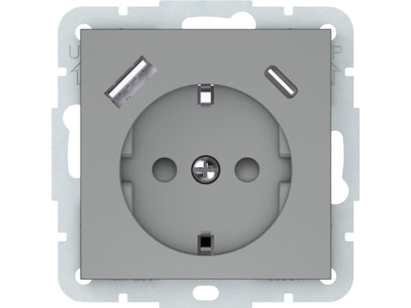 Vilma Socket+Usb-A+C Grey Rp16-002-22/A+C Qr