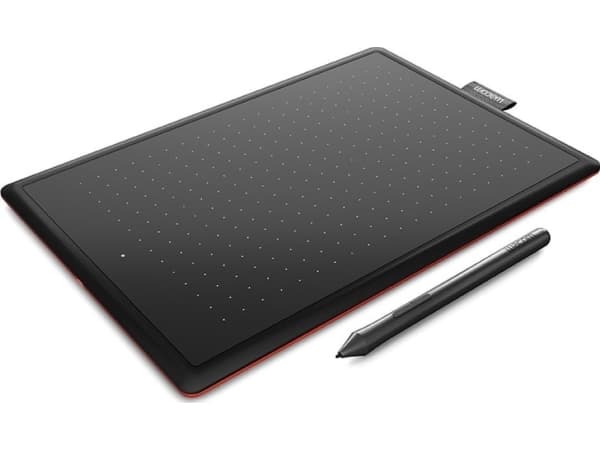Wacom One by Wacom - Digitizer - oikea- ja vasenkätinen - 15,2 x 9,5 cm - sähkömagneettinen - langallinen - USB - musta, punainen