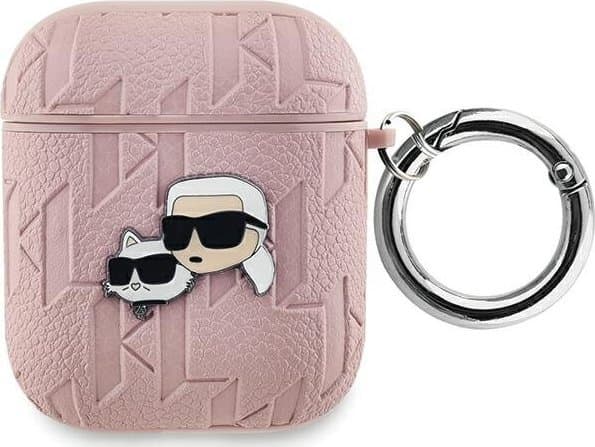 Karl Lagerfeld KLA2PGKCPP AirPods 1/2 skydd różowy/rosa Monogram Karl &amp; Choupette Head