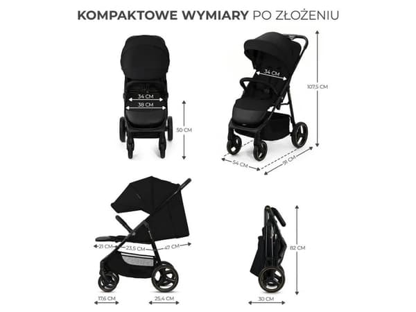 Wózek KinderKraft Kinderkraft wózek spacerowy TRIG 3 ONYX BLACK