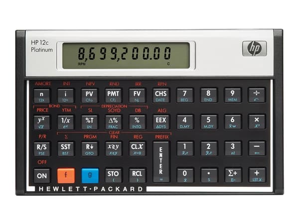 HP 12c Platinum - Finansiell kalkulator - batteri - sølv, karbonitt