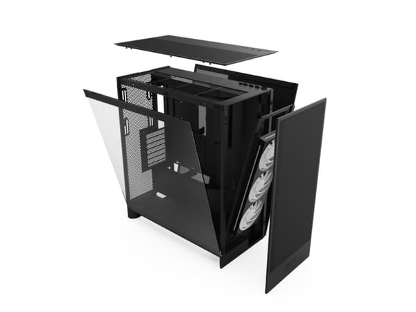 NZXT H series H7 Flow RGB - Mid tower - utökad ATX - genomskinlig sidopanel (härdat glas) - ingen strömförsörjning - mattsvart - USB/ljud