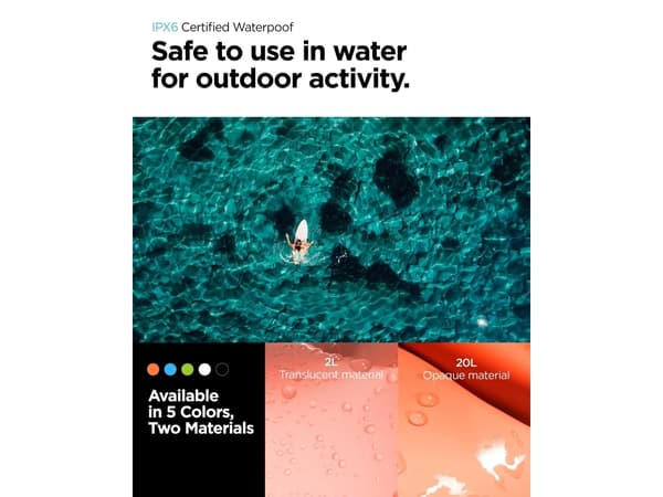 Spigen AquaShield WaterProof Dry Bag + A630, Camping, Strandaktivitet, Camping, Canoeing, Kayaking, Vattensportaktivitet, Universal, Orange, Termopla