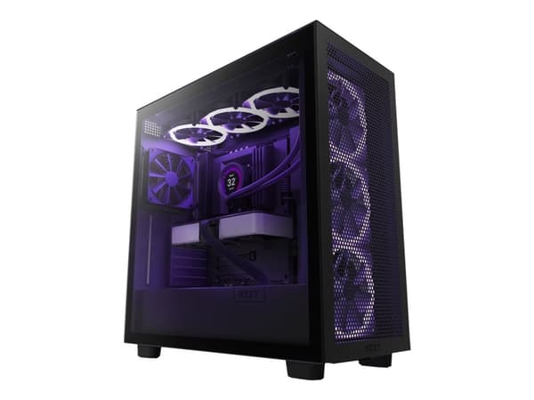 NZXT H series H7 Flow - Mid tower - utökad ATX - genomskinlig sidopanel (härdat glas) - ingen strömförsörjning (ATX) - mattsvart - USB/ljud Svart