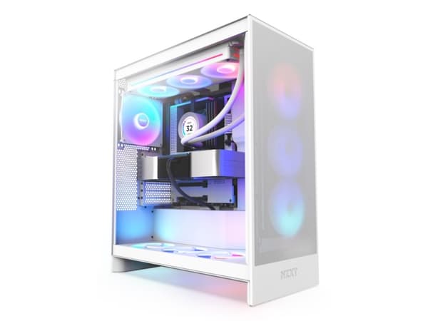 NZXT H series H7 Flow - Mid tower - ATX - genomskinlig sidopanel (härdat glas) - ingen strömförsörjning - matt vit - USB/ljud