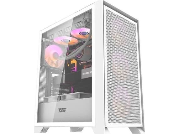 Darkflash DRX70 MESH PC-kotelo + 4 RGB-tuuletinta (valkoinen)