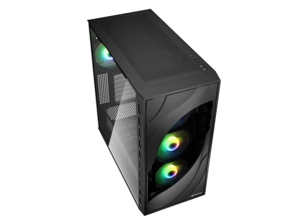 Sharkoon REBEL C80G RGB, Midi Tower, PC, Svart, ATX, micro ATX, Mini-ITX, Metall, Härdat glas, Spela