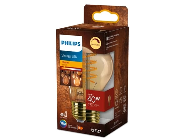 Philips 8720169191570, 5.5 W, 40 W, E27, 470 lm, 15000 h, Flame