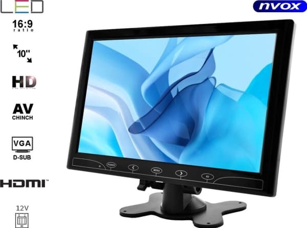 Nvox Monitorius led 10cali cali hd su hdmi vga av 12v 230v