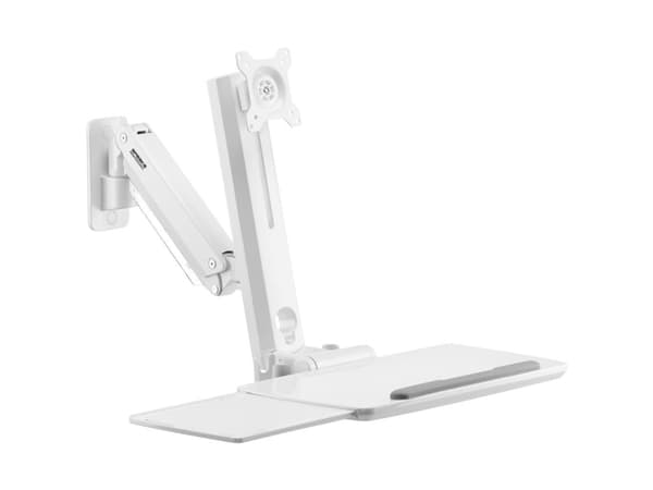 SpeaKa Professional SP-MM-950 Enkel Skærm-vægbeslag oven på hinanden, Med tastaturbakke, Inkl. 2 x scannerholdere 43,2 cm (17) - 88,9 cm (35) Hvid
