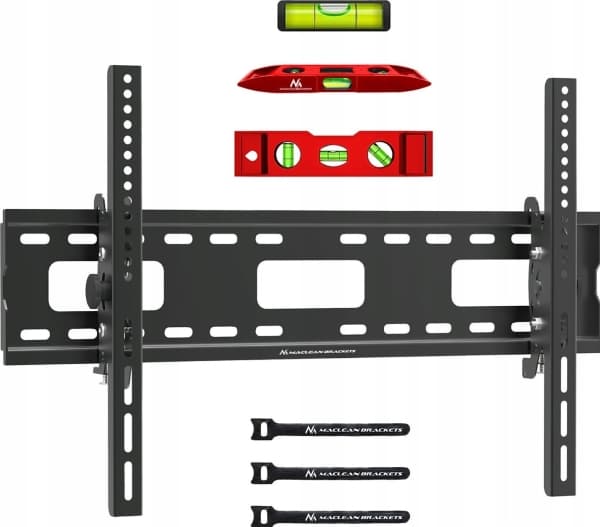 Maclean TV MC-421 Vægbeslag 32"-90" VESA 600x400 80kg Tilt Universal Justerbart vaterpas Tilbehør Flad slank